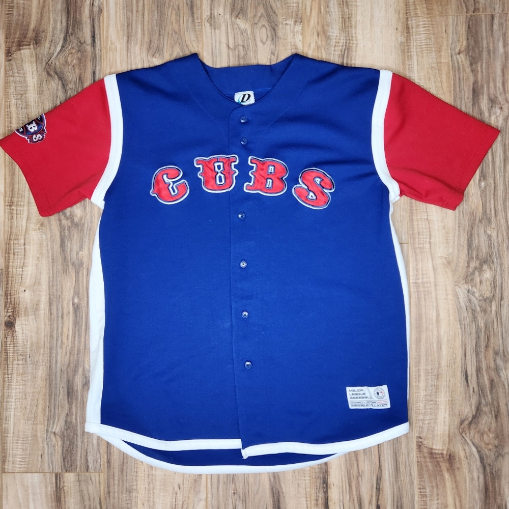 Vintage 90s Chicago Cubs Dynasty Jersey - Size Large MLB Official Red White Blue